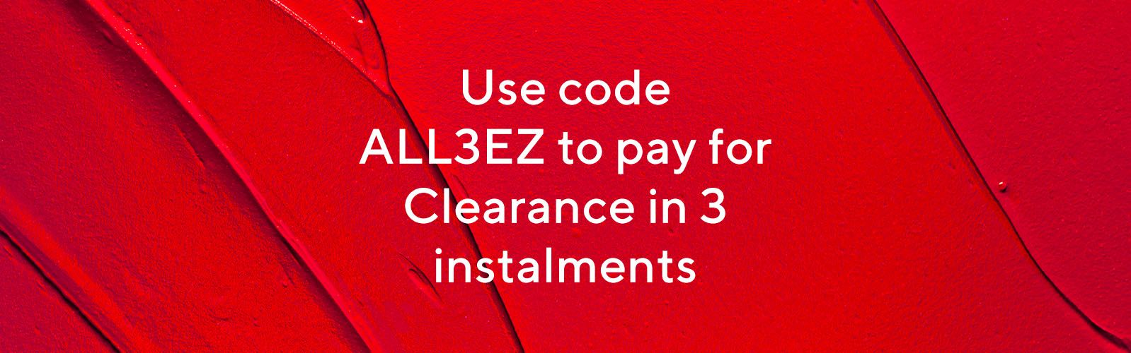 Clearance interest-free instalment offers